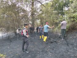 Gerak Cepat Polisi dan Damkar Padamkan Kebakaran Hutan di Kabil